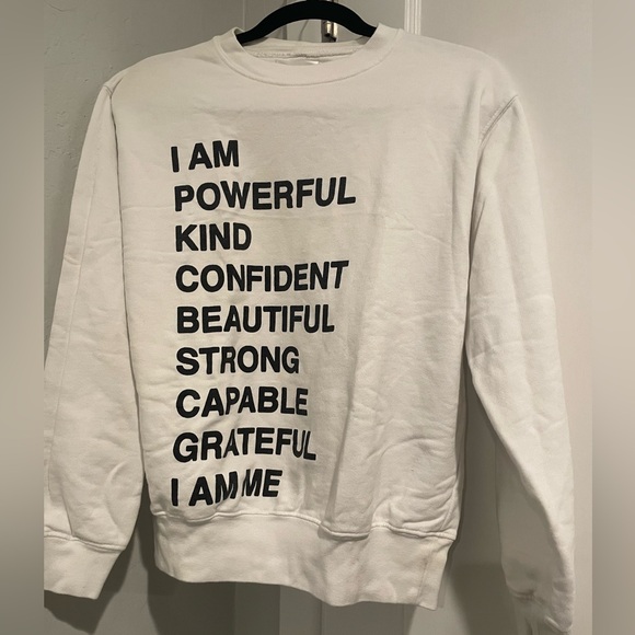 Anine Bing White Ramona Empowerment Crewneck Pullover Sweatshirt Size XS/S - Picture 11 of 11